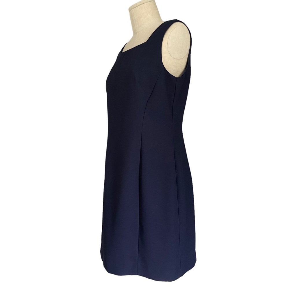 Datiani Vintage Modest Blue Sleeveless Square Neck Professional Career Dress 12